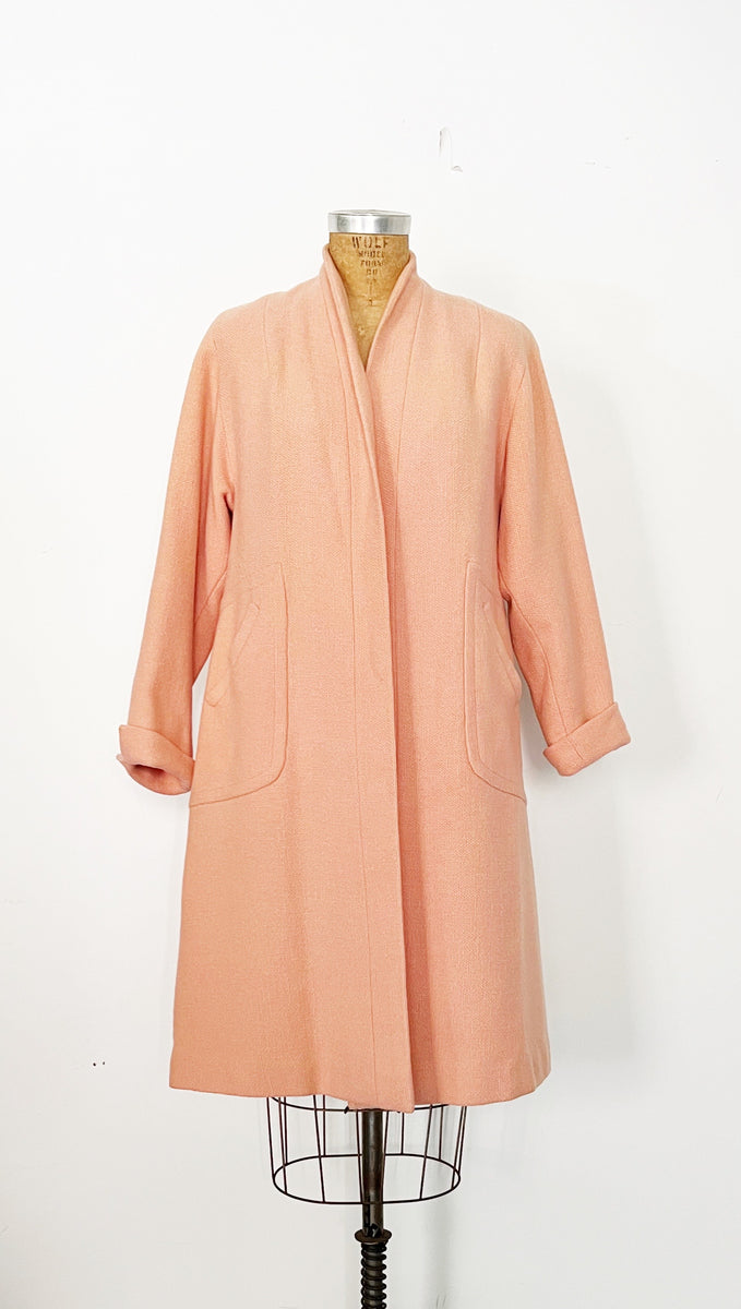 1950s Bubblegum Pink Wool Swing Coat / Small / Medium Eleventh House