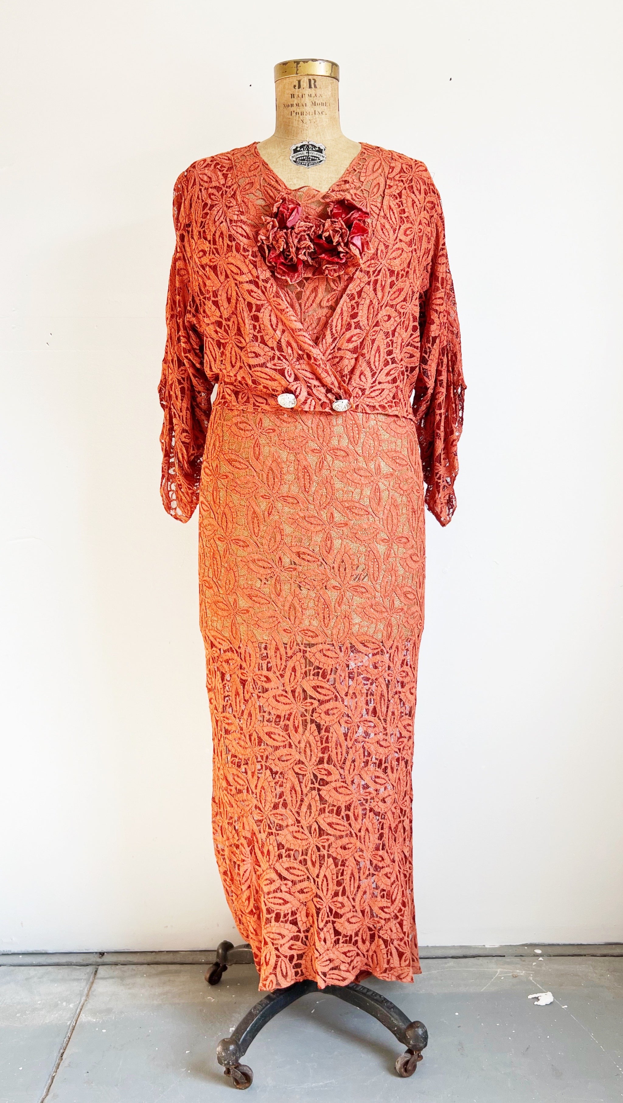 1930s Vintage Lace Gown and Bolero Jacket Set / Medium 1930s Vintage Lace Gown and Bolero Jacket Set / Medium